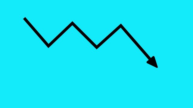 Economic recession concept with downward zigzag arrow animation , with video animation.