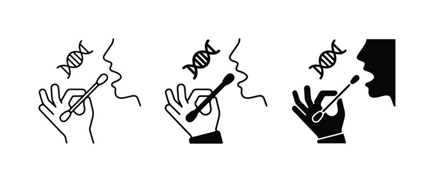 DNA Swab Test Icons, Genetic Sample Collection, Medical Diagnostics, Science Research