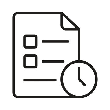 Checklist document with clock icon checklist document management progress completion deadline planning schedule