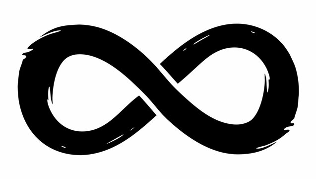 Eco friendly infinity loop symbol icon in black silhouette on white background for environmental concepts