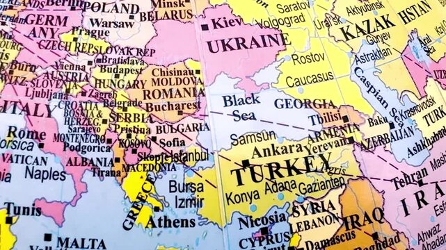 Detailed Map of Southeast Asian Countries, India and China with Political Borders, Geography, Regional Atlas, Educational Cartography Illustration Design