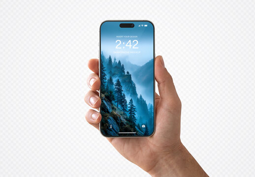 Isolated Man&rsquo;s Hand Holding Modern Smartphone Mockup