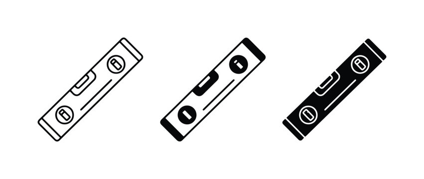 Spirit Level Icons, Construction Tool Vector Graphics, Measuring Device Set