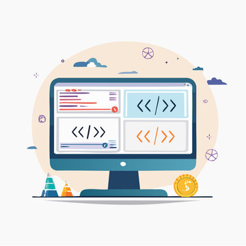Computer Screen Displaying Code Snippets and Financial Symbol