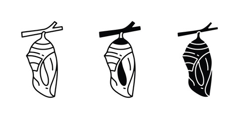 Butterfly Chrysalis Icons, Metamorphosis Stages, Insect Life Cycle Vector Art © MdNaimul