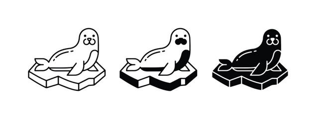 Seal Icons, Arctic Animal Vector Art, Marine Mammal Graphics, Ice Floe Illustrations © Shabir