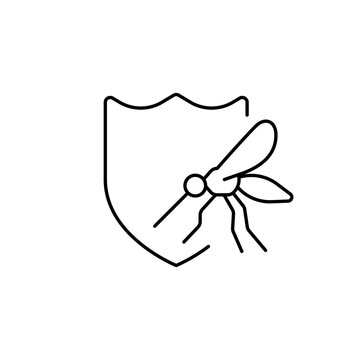 Protecting against mosquitoes with a shield symbol in a simple design for health awareness