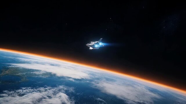 Space shuttle in orbit above Earth
