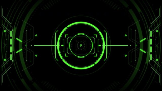 Hud ui targeting green futuristic digital scanning interface ideal for sci-fi film production gaming interfaces and cybersecurity presentations