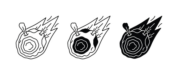 Meteorite Icons, Falling Space Rock Vector Graphics, Cosmic Event Illustrations © Shabir