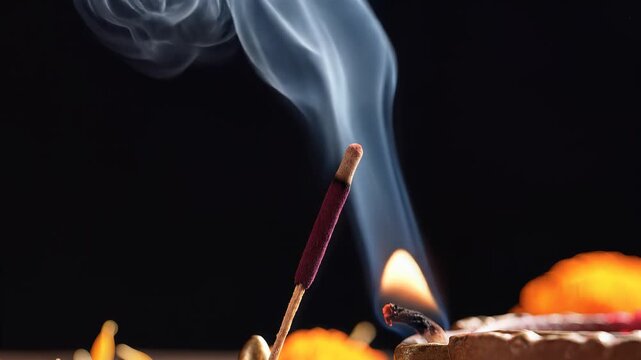 Devshayani Ekadashi religious ritual with incense stick and lit oil lamp