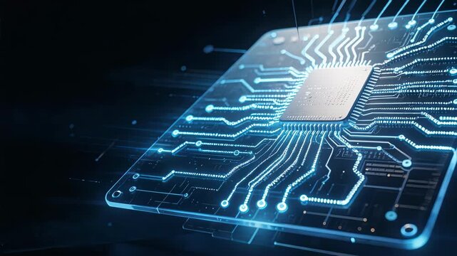 Blue glowing circuit board design