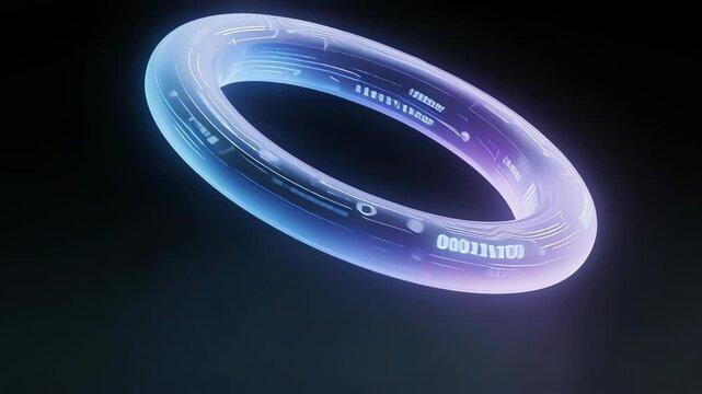 Futuristic glowing ring with binary code