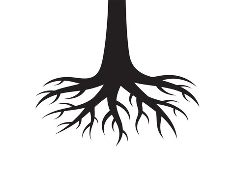 Strong root foundation tree silhouette concept for growth and stability themes 