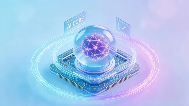 AI core crystal ball on circuit board