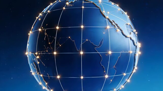 Globe with network connections in space