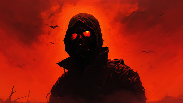 Hooded Stranger With Red Glowing Eyes