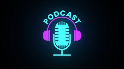 Modern Podcast Title Card Intro Neon Sign