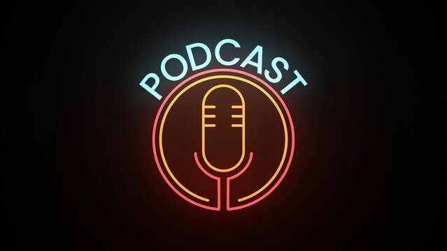 Modern Podcast Title Card Intro Neon Sign