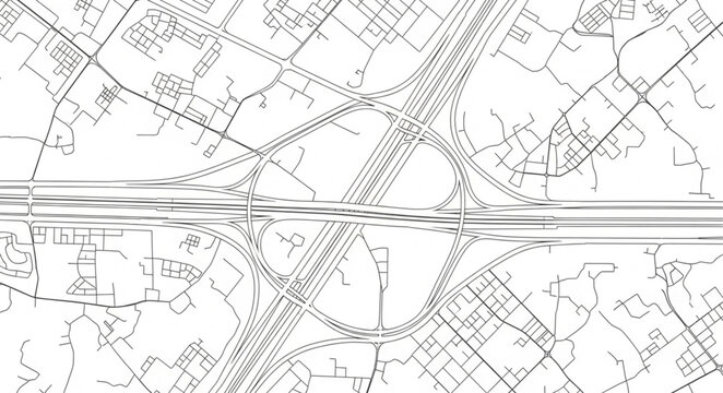 Detailed Urban Road Network Map Illustration.