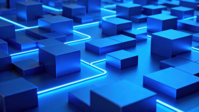 Blue Cubes and Neon Lines