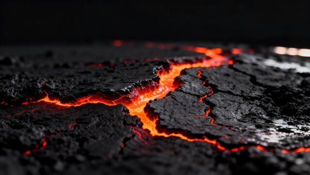 Lava flow on cracked surface