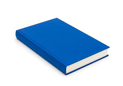 Blue hardcover book isolated on white background for education and learning