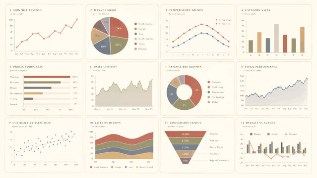 Business Analytics Dashboard Interface with Charts Graphs and Data Visualization