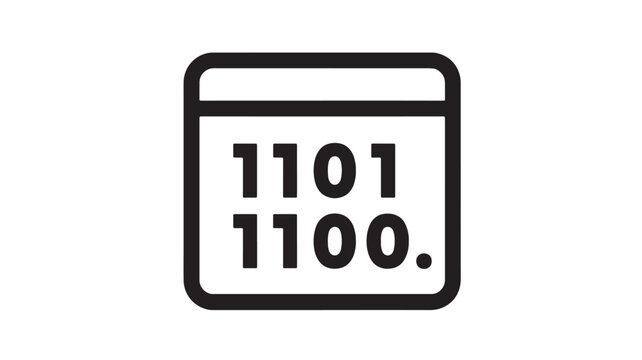Calendar icon with digital display showing 1101 and 1100 point zero for math and computing concepts featuring date, code numbers, binary with binary
