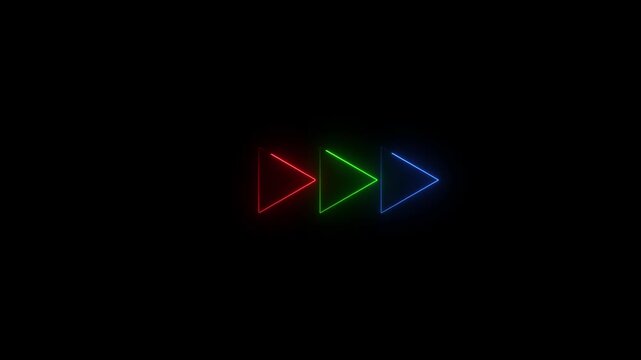 RGB Neon Triangle Outline Animation with Red Green and Blue Glowing Shapes - Futuristic Tech Motion Graphic for Gaming and Streaming
