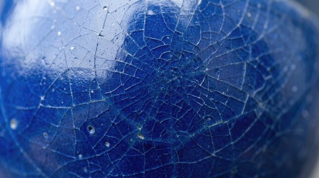 Close up Blue Ceramic Surface With Cracked Texture for Artistic Textures and Marketing Backgrounds Blue Ceramic