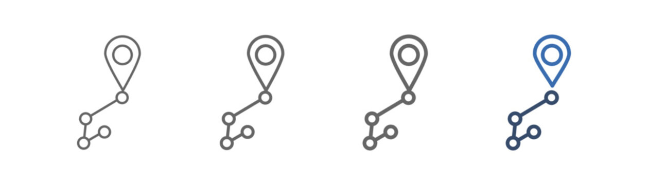 
outline icon set track with location design, and trail