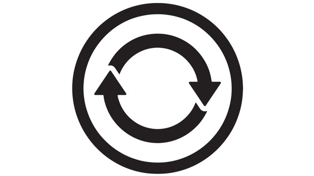 Refresh cycle arrows icon with circular black line design and bidirectional flow for IT and data exchange