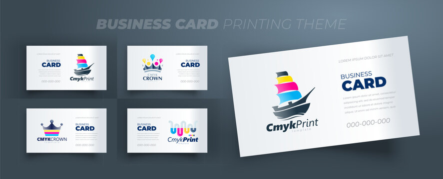 Set Business card Printing theme. Template design vector.