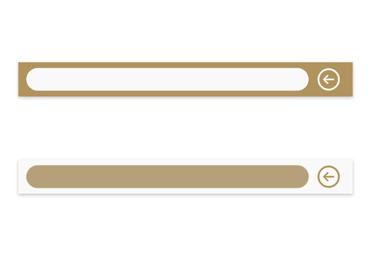A set of two minimalist input field user interface elements. Featuring a soft brown and white color palette with rounded corners and a circular arrow action button