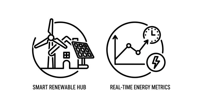 Smart renewable hub with wind turbine and solar panel, and real time energy
