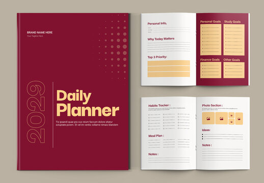 Daily Notebook Planner Layout Design Template