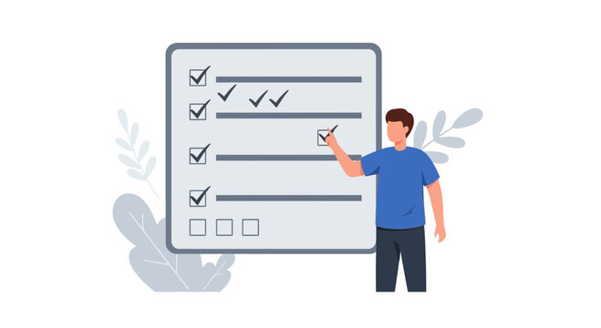 Man checking off tasks on a to-do list board, planning and organization concept
