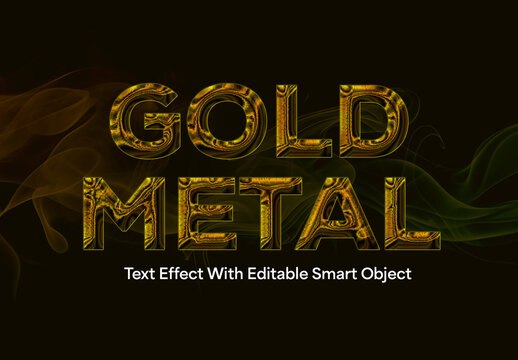 Gold Metal Text Effect With Editable Smart Object