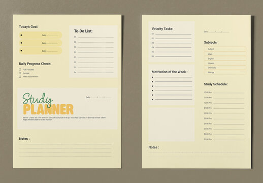 Study Planner Design Layout