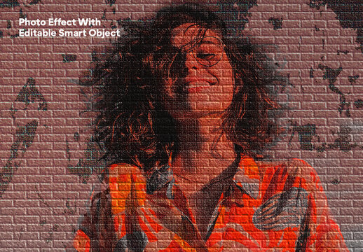 Brick Wall Photo Effect With Grunge Texture