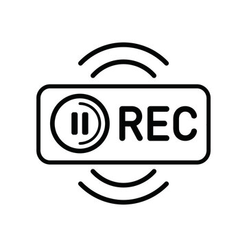 Record icon with signal waves broadcast signal audio sound wave record button audio