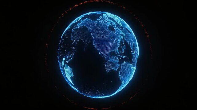 Digital globe with glowing blue dots