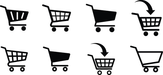 shopping cart icons in various styles on white background © Hamidujjaman