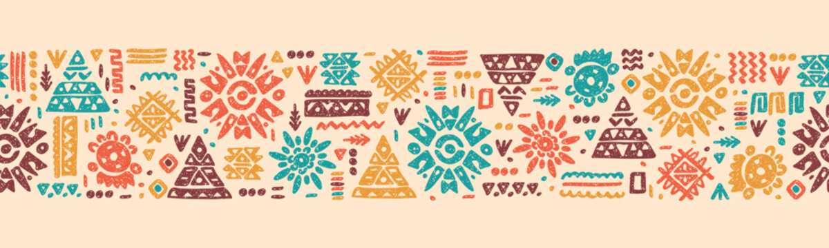 Hand drawn  abstract seamless pattern, ethnic background, tribal style - great for textiles, banners, wallpapers, wrapping - vector design