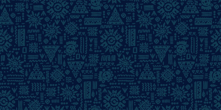 Hand drawn  abstract seamless pattern, ethnic background, tribal style - great for textiles, banners, wallpapers, wrapping - vector design
