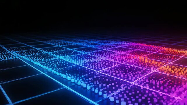 Colorful grid wave pattern