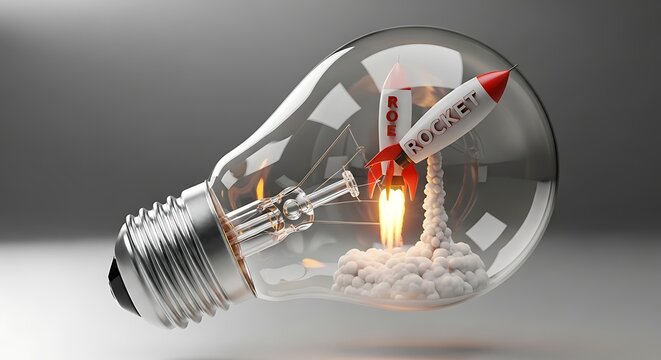Creative light bulb with colorful fireworks and sparkles inside