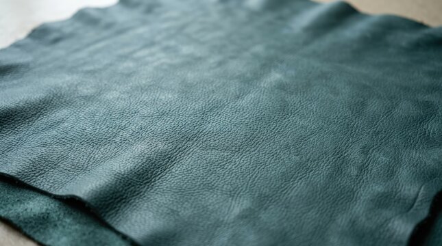 Close-up view of a textured dark teal fabric or leather material, showing its soft, pliable surface and subtle variations in color and depth.