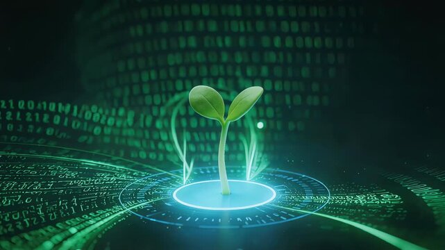 Digital sprout with binary code